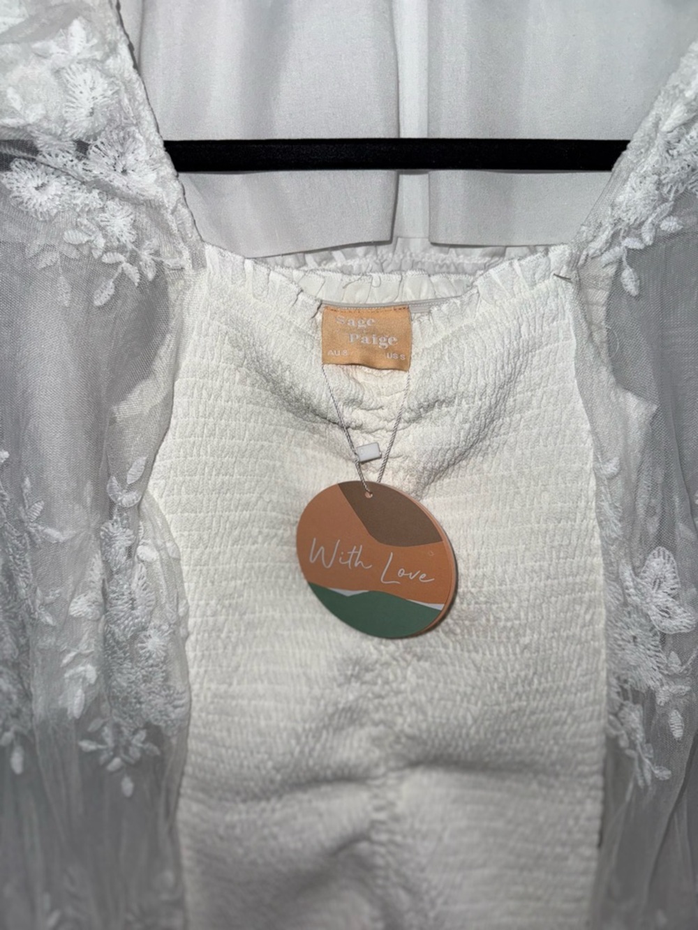 White Puff-Sleeve Ruched Mini Dress - Picture 5 of 10